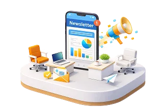 Newsletter marketing 3D illustration